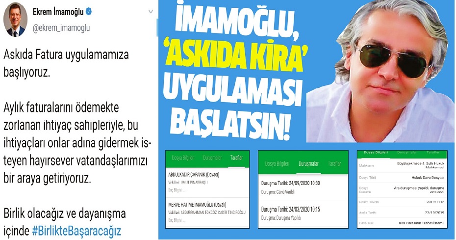 İMAMOĞLU, ‘ASKIDA KİRA’ UYGULAMASI BAŞLATSIN!