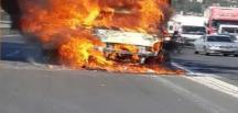 Bahçeşehir TEM’de otomobil alev alev yandı